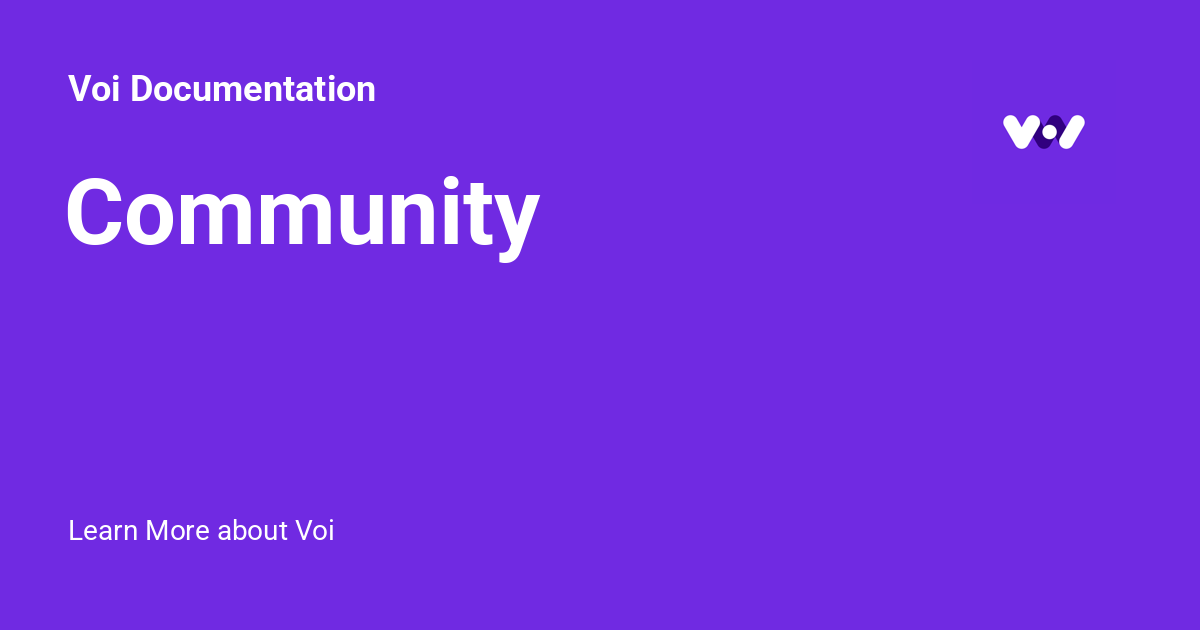 Community - Voi Documentation