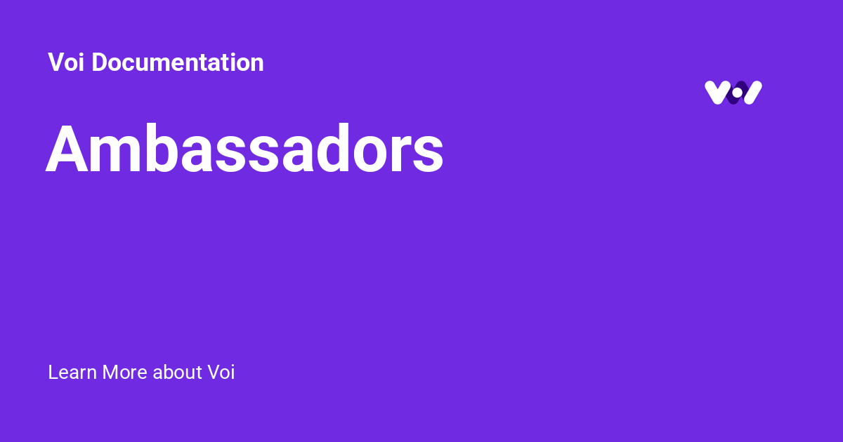 Ambassadors - Voi Documentation